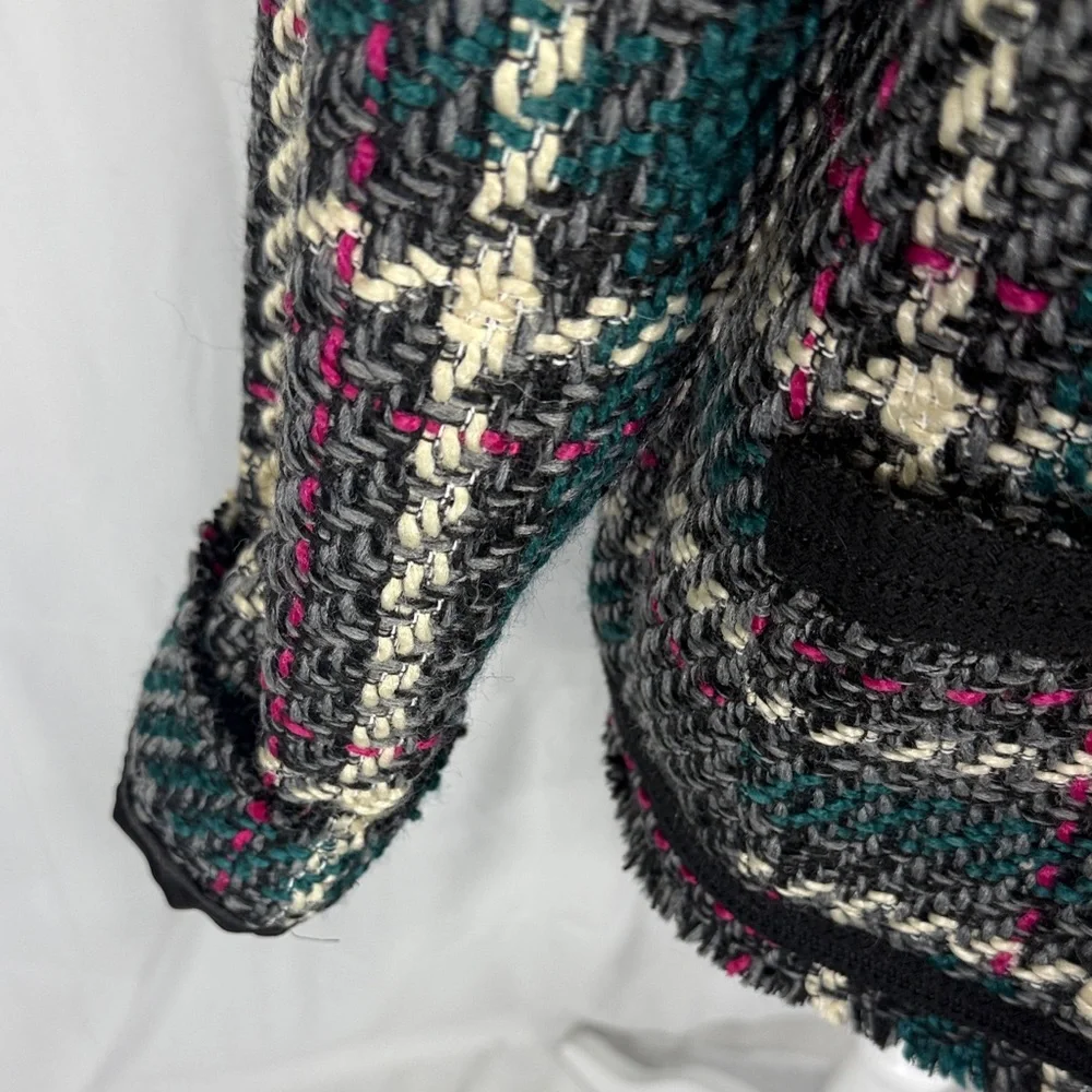 ANTHROPOLOGIE PLAID TWEED BLAZER JACKET L - Picture 7 of 11